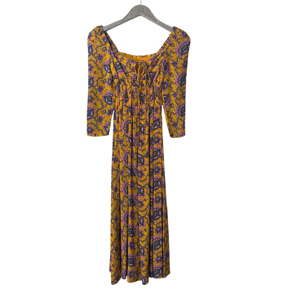 Rhode Phoenix Midi Dress Gold Lotus
